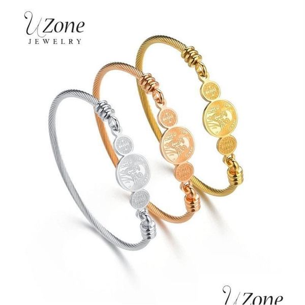 Bracelet Uzone Design San Benito Bracelet Or En Acier Inoxydable Relius Croix Médaille Bracelets Pour Femmes Bijoux De Mode Cadeau Psera Bangle245 Dhrou