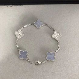 bracelet vanly cleefly bracelet cinq fleurs quatre feuilles d'herbe naturel violet jade calcédoine bracelet en argent sterling léger luxe petit groupe ami cadeaux petite amie