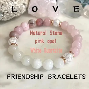 Bracelet polyvalent naturel blanc natural quartzite rose Opale Love Bracelet Femmes Summer Friendship Braclet Matching BF et GF trucs