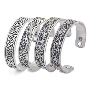 Bangle Viking Talisman Gezondheidsarmbanden Tree of Life Luck Knoop runen magnetische manchet armband mannen verstelbare armband 230511