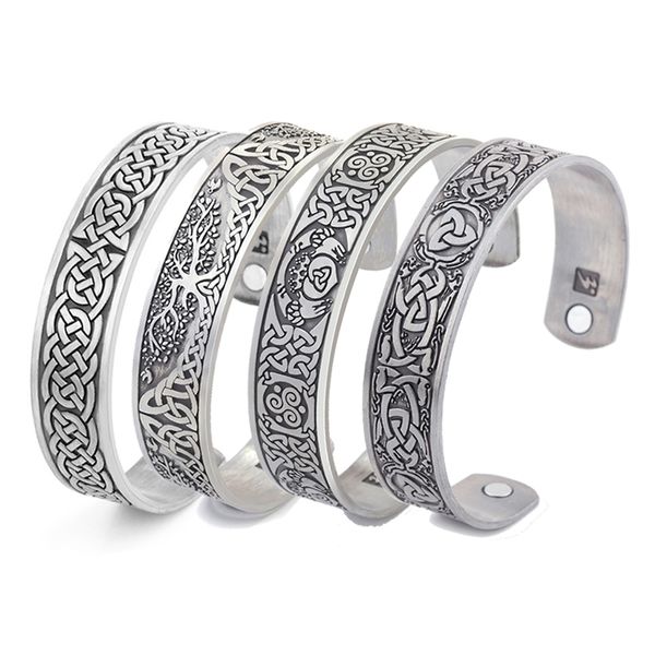 Bracelet Viking Talisman Santé Bracelets Arbre De Vie Chance Noeud Runes Magnétique Manchette Bracelet Hommes Bracelet Réglable 230511