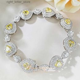 Bracele de cœur Vinregem 6 * 6 mm au citron à haut carbone Diamond Gemstone Bracelet élégant 100% 925 Bijoux exquis en argent sterling yq240409