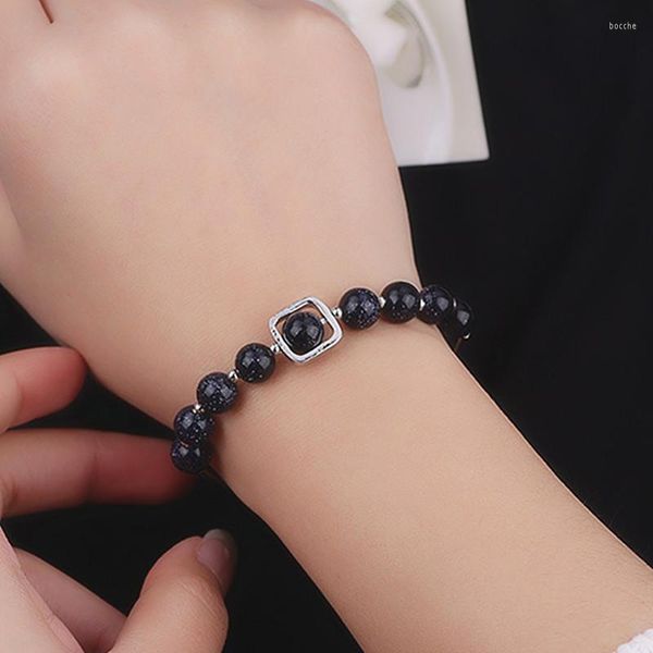 Brazalete Vintage Charm Bracelet para mujer Blue Sand Stone Transfer Beads Star Moon joyería de moda al por mayor