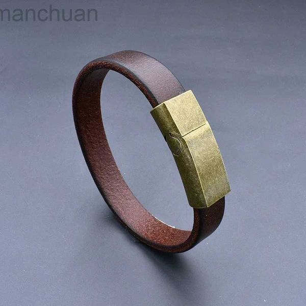 Bracelet Vintage en cuir de vachette bracelet manchette bracelets pour hommes femmes amitié en acier inoxydable fermoir magnétique Bracelets Pulseras ldd240312