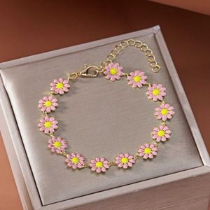 Bracelet de fleur de marguerite en émail vintage vintage pour femmes Bracelets de tournesols de tournesol