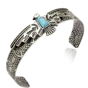 Bangle Vintage Gold Silver Compated Tribal Antique Carve Eagle armbanden voor vrouwen Bangels Pulseiras manchet Amerikaanse mannen sieraden