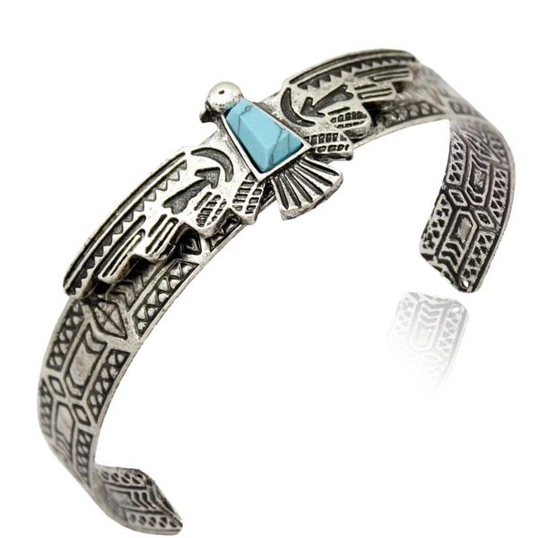 Bracelet Vintage Or Argent Plaqué Tribal Antique Carve Eagle Bracelets Pour Femmes Bracelets Pulseiras Manchette Américain Hommes Bijoux