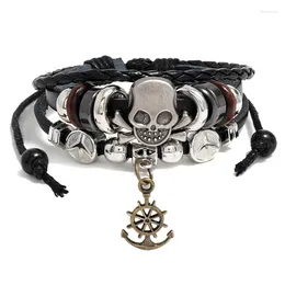 Brazalete vintage hechas hechas de tejido manchas de aleación cruel árbol hojas pulseras punk de cuero moda para hombres regalo de joyería