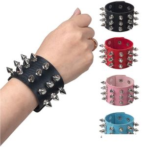 Bracelet Vintage Bracelet En Cuir Trois Rangées Pointes Cuspidal Rivet Stud Large Manchette Pu Punk Gothique Rock Uni Hommes Bijoux 13 Drop Delivery Dhkly