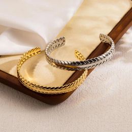 Brazalete Vintage de lujo pulsera de acero inoxidable mujer adornos de mano oreja simple de trigo declaración abierta regalo de joyería