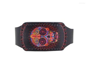 Brazalete Vintage para hombre, pulseras personalizadas de cuero con cuerda, pulsera con calavera para mujer, venta al por mayor de fábrica