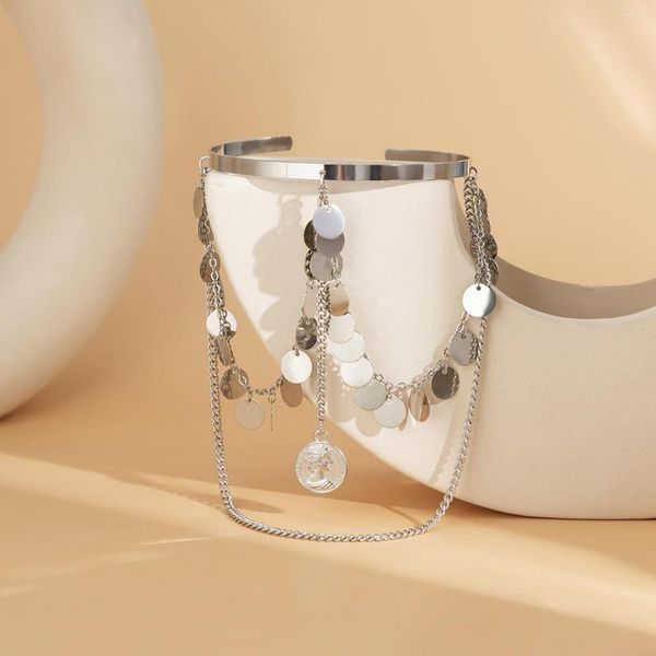 Bracelet Vintage multicouche gland pendentif brassard supérieur manchette bracelets ouverts pour les femmes longue chaîne bras corps Bracelet bijoux