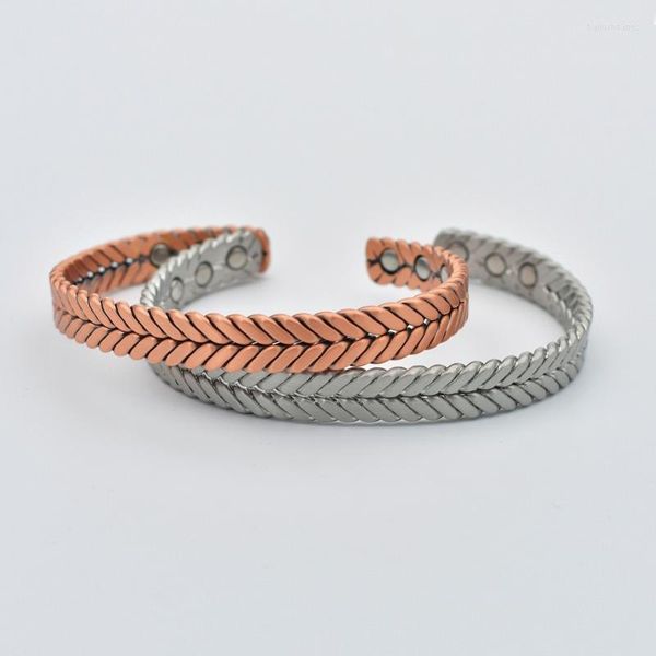 Bracelet Vintage Bracelet magnétique en cuivre pur pour hommes femmes Double rangée aimant Bracelets d'énergie saine Bracelets bijoux de luxe