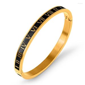 Bangle Vintage Romeinse brief Barmers armbanden voor vrouwen zwart goud cijfer kleur charme manchet roestvrijstalen sieraden