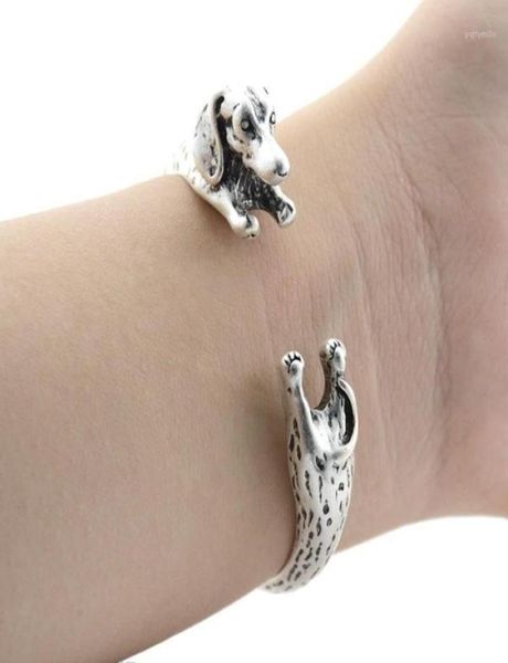 Brazalete Vintage Color plata Dachshund brazaletes Boho perro amor encantos pulsera mujer pareja pulseras para mujeres hombres joyería Navidad1720667