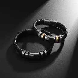 Bangle Vintage Single Layer hand geweven lederen armband met magnetische sluiting heren charme mode casual sieraden geschenk groothandel