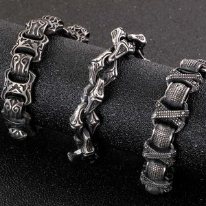 Brazalete Vintage de acero inoxidable sólido para hombre, pulsera masculina de cadena de 15MM, venta al por mayor, joyería de mano, reventa, triangulación de envíos