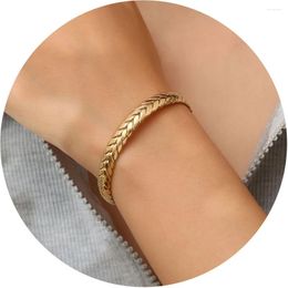 Bracelet Vintage en acier inoxydable tissé chaîne blé ouvert pour les femmes plaqué or cercle Bracelets bijoux imperméables