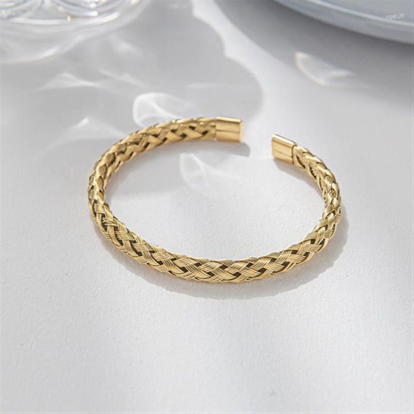 Armreif Vintage-Stil Edelstahl Twist Armband Einfache Mode Weben Persönlichkeit Offen Einstellbar Für Männer Frauen Schmuck Geschenk