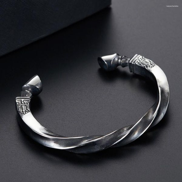 Brazalete Vintage War Horse Hoof Twist Cuff Bangles Hombres 316L Acero inoxidable Moda Pulseras abiertas Punk Amulet Jewelry Drop