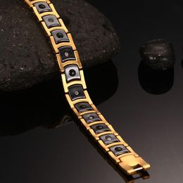 Bangle Vinterly stalen magnetische armband mannelijke zwarte keramische energie germanium armbanden heren handketen goud kleur hologram armband mannetje