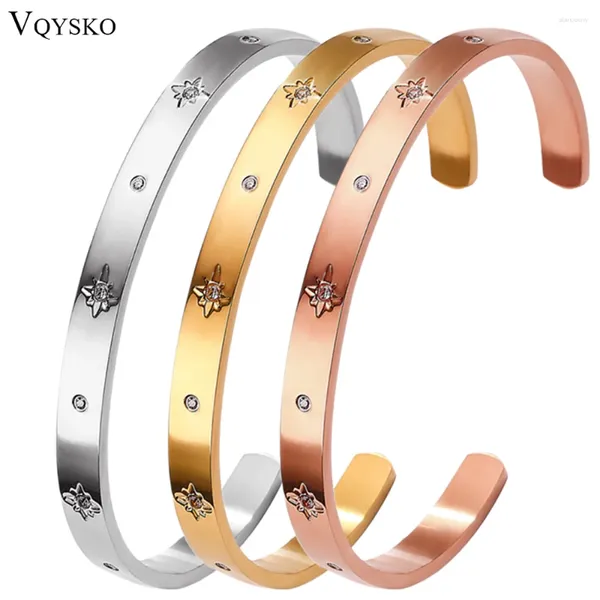 Brazalete VQYSKO En forma de C Ocho Mang Estrella Pulsera abierta Circón ajustable Pulseras de mujer apiladas Regalos para mamá