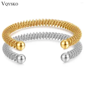 Bangle Vqysko Pulsera de giro apilado Spring Open Stretch elástica Banda elástica Joyería de Navidad