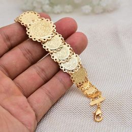 Bracelet Wando 17cm 3cm Classique Femmes Pièce Bijoux Or Couleur Bracelet Islamique Arabe Moyen-Orient Cadeaux