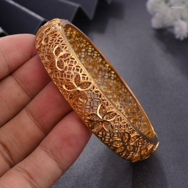 Brazalete Wando 1 unids/lote, brazaletes árabes de lujo de Color dorado para mujer/niña, joyería de boda de Dubai de Oriente Medio, regalo de Halloween africano etíope