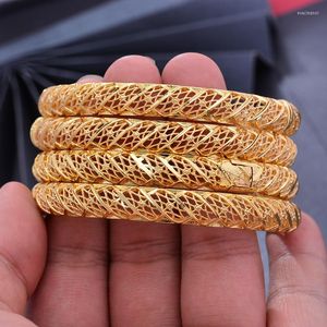 Bangle Wando 4pcs Dubai India Afrika Gold Color Bangles For Women Lattice Girls Hand Sieraden Arabische Halloween Gift