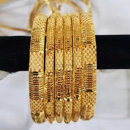 Bangle Wando 6 pièces éthiopiennes couleur or Bracelets pour femme fille Dubai or Bracelets pour Bracelets africains femmes cadeaux b141 240319