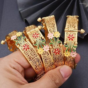 Bangle Wando Nigeriaanse bruiloft Gold Color Bangles For Woman Fashion Dubai Banglesbracelet Wholesale Design Bridal JewelryBangle Inte22