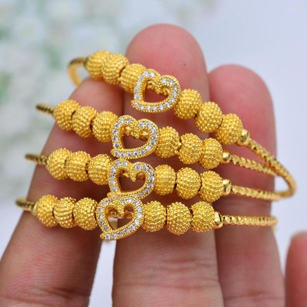 Brazalete Wando de moda, 4 Uds., brazaletes de Color dorado para niñas y niños, pulsera/brazalete exquisito, joyería para niños de Ramadán árabe africano