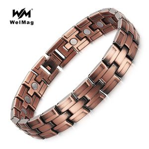 Браслет WelMag, медный магнитный браслет для мужчин, биоэнергетический однорядный магнитный браслет, целительная терапия, голаграммный браслет, деловой стиль