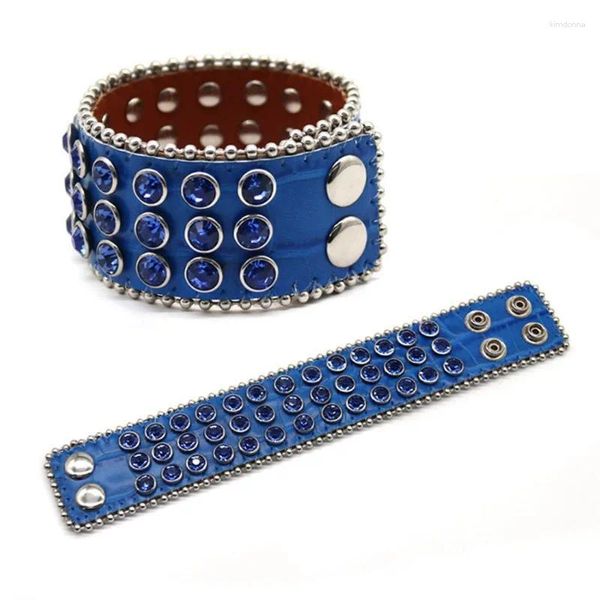 Brazalete Pulsera De Diamantes De Imitación Occidental Con Tres Filas Accesorios Con Tachuelas De Cristal Brazaletes De Muñeca Cómodos Para Mujeres Hombres Estilo Gótico Y2K