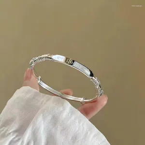 Bracelet en cuivre blanc plaqué argent, soie gaufrée, push-pull, porte-bonheur, cadeau d'amoureux, noël