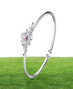 Bracelet En Argent Plaqué Mode Fleurs De Cerisier Fleur Dames Bracelets Bijoux Femmes Filles Cadeau D'anniversaire No Fade17982251