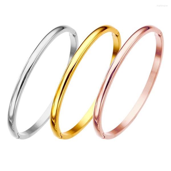 Brazalete, venta al por mayor, pulseras de banda lisa de 4mm para mujer, moda de acero inoxidable 316L, diseños de lujo, joyería, regalos para dama de honor 2023