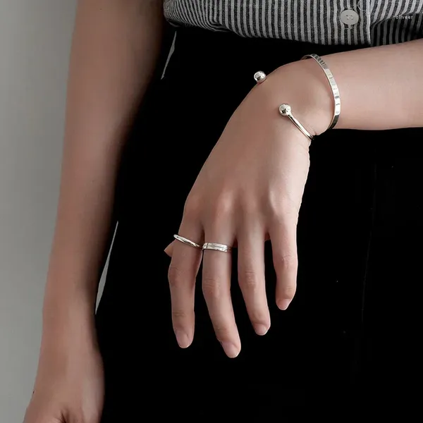 Bracelet en gros classique simple boule ronde perle bracelet 925 en argent sterling pour les femmes contractées bijoux de mode cadeau