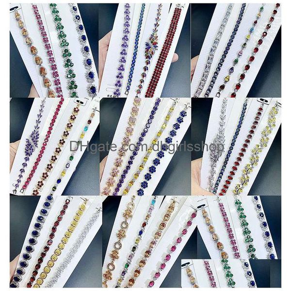 Bracelet en gros couleur Zircon Bracelets mode européenne et américaine or galvanoplastie haute Guality pierres précieuses Flash diamant Bracel Otz5Q