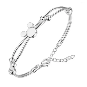 Bracelet en gros breloques fines couleur argent souris porte-bonheur Bracelets pour femme mariage mignon bijoux de mode cadeaux de noël