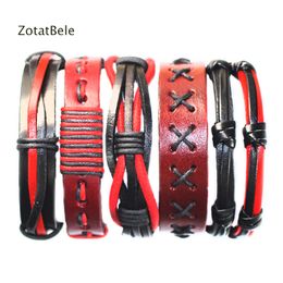 Bracelet En Gros À La Main Bracelet 5pcsset Tressé Wrap Tissé Bracelet En Cuir Hommes Multicouche Corde Bracelets Pulseira Masculina Cadeau FZ1 230718