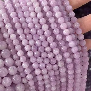 Bracelet en gros naturel A ++ 66.5mm Kunzite perles rondes lisses en vrac pour la fabrication de bijoux bracelets à faire soi-même collier livraison gratuite Mikubeads