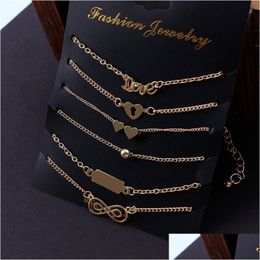 Bracelet en gros nouveau Design de mode chaîne plaquée or Bracelet de cheville amour livraison directe bijoux Bracelets Dh98Z