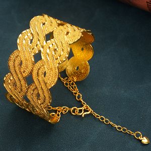 Bracelet large cuivre bracelets plaqué or vague conception manchette bracelet taille libre arabe turc cadeau de mariée ethnique bracelet en or pour les femmes 230616