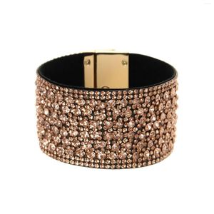 Bracelets en cristal en cuir large bracelet Bracelets pour femmes filles faites ￠ la main