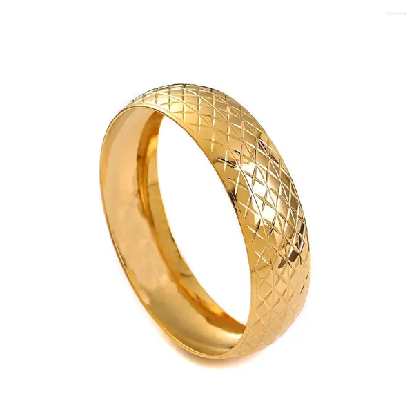 Ancho del brazalete 14 mm de diámetro 70 mm Brazaletes chapados en oro Mujeres Hombres Novia Pulsera de boda África Joyería árabe etíope Charm Regalos de fiesta