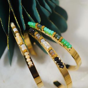 Bracelet sauvage gratuit Vintage luxe en acier inoxydable manchette Bracelets pour femme acrylique pierre perles esthétique bijoux étanche