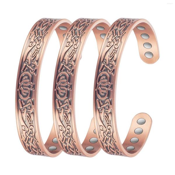 Brazalete Wollet Pulseras de cobre puro para mujeres Hombres Celta Magnética con imanes Joyería 6.5 ''