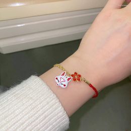 Bangle Woman Bracelet Cherry Blossom Sukara Flower Mask Bell Red Tassel Alloy Chain Leren armbanden Kawaii polsbandjes GiftBangleBangle Ray